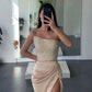 Fashion Simple Strapless Sequined Ball Gown Birthday Costume Evening Dress nv2027