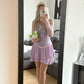 Purple lace corset satin floral short mini homecoming dress prom dress evening dress party dress birthday dress nv2356