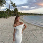 White simple elegant off-shoulder long dress prom dress holiday dress party dress nv1829