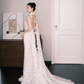White Halter High Neck Lace Mermaid Wedding Dress  NV7229