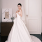 Minimalist Satin Ball Gown Wedding Dress Strapless Bow Bridal Gown  NV7247