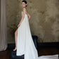 Ivory Strapless Chiffon Mermaid Wedding Gown with Draped Train  NV7197