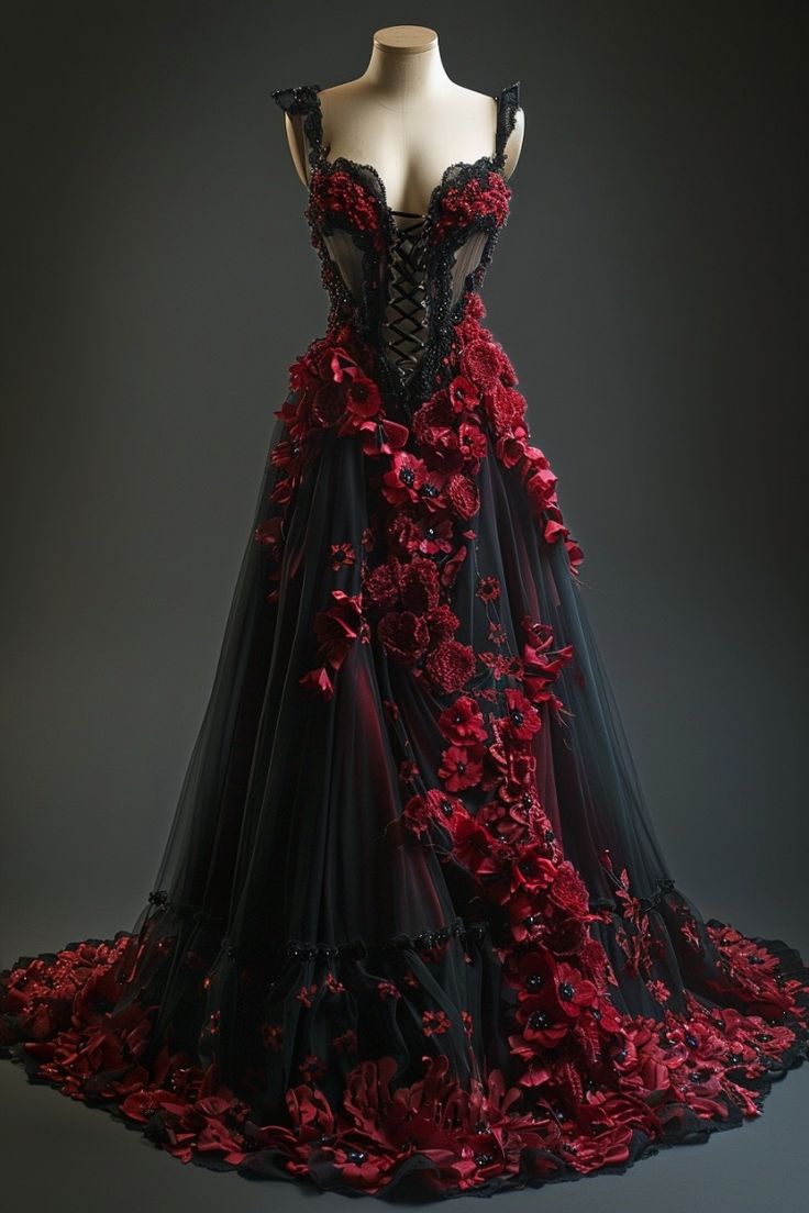 Black gorgeous exquisite floral three-dimensional rose applique long elegant tulle ball gown evening dress rose ball gown in the ruins nv3342