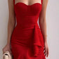 Red lace-up sweetheart neckline bow strap spaghetti strap short mini homecoming dress party dress evening dress nv2331