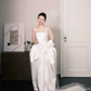 Spaghetti Strap Square Neck Satin Wedding Dress with 3D Rose  NV7354
