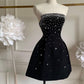 Black Sweet Elegant Tube Top Rhinestones Decorated Short Mini Homecoming Dress Birthday Party Dress nv2770