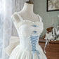 White Sweet Bow Long Satin chiffon Prom Dress Evening Dress Birthday Dress Adult Dress nv4195