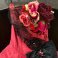 Red floral lace tulle floor-length ball gown nv5170