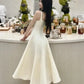 NiceVestidos--Mid-length homecoming dress birthday dress gentle white dress satin NV5670