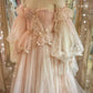 Pink gorgeous elegant exquisite lace long tulle sweet ball gown evening dress nv3387