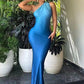 Blue simple fashion elegant gradient one shoulder slim long ball gown prom dress evening dress party dress nv2625