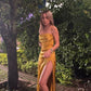 Yellow stylish charming spaghetti straps long slit ball gown evening dress party dress nv2487