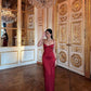 Red spaghetti strap off shoulder simple elegant long ball gown evening dress party dress nv2301