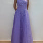 Purple fashion elegant exquisite embroidery sling long chiffon off-shoulder ball gown, evening dress, party dress nv3715