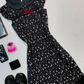 Black Floral Short Homecoming Dress Peter Pan Collar Flutter Sleeve Lace Hem Vintage Cocktail Gown  NV6927