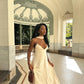 Simple Long Satin White Bridal Gown Ball Gown Evening Dress nv2902