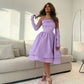 Purple Strapless Satin A-Line Short Prom Dress Homecoming Dress Birthday Dress Evening Dress nv2108