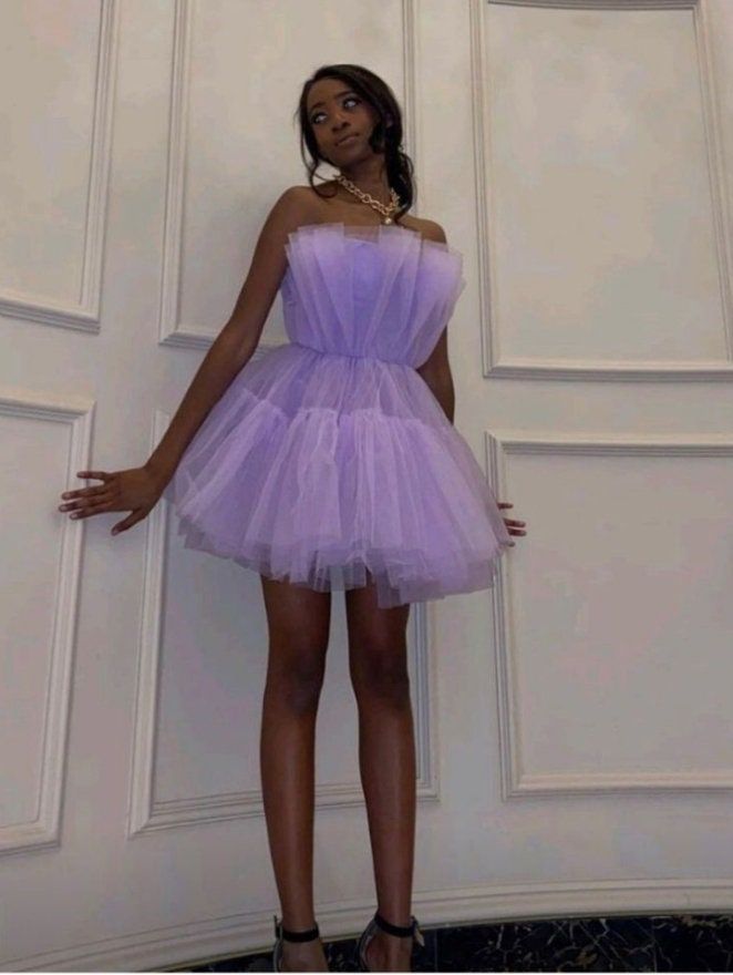 Purple Fashion Tulle Cute Short Tulle Elegant Fairy Homecoming Dress Prom Dress Evening Dress Party Dress nv3294