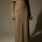 Champagne gold/grey sequined long sleeves charming off-the-shoulder long prom dress party dress nv5295