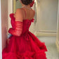 Red sexy long suspender tulle prom dress evening dress party dress nv2236