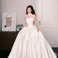 Strapless Satin Ballgown Wedding Dress, Ivory Princess Bridal Gown  NV7284