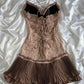 Brown Fashion Exquisite Lace Spaghetti Strap Short Homecoming Dress Prom Dress Evening Dress Party Dress nv3506