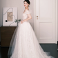Puff Sleeve Lace Ballgown Wedding Dress Square Neck Bridal Gown  NV7267