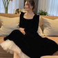 Vintage Black With White Tulle Ball Gown A-Line Party Dress Evening Dress nv2365