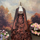 Brown Gorgeous Noble Exquisite Beaded Satin Floor-Length Vintage Long Ball Gown nv5153