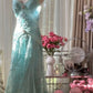 NiceVestidos - Robe de bal vintage, robe de soirée bleue élégante et raffinée, ornée de perles. NV5983