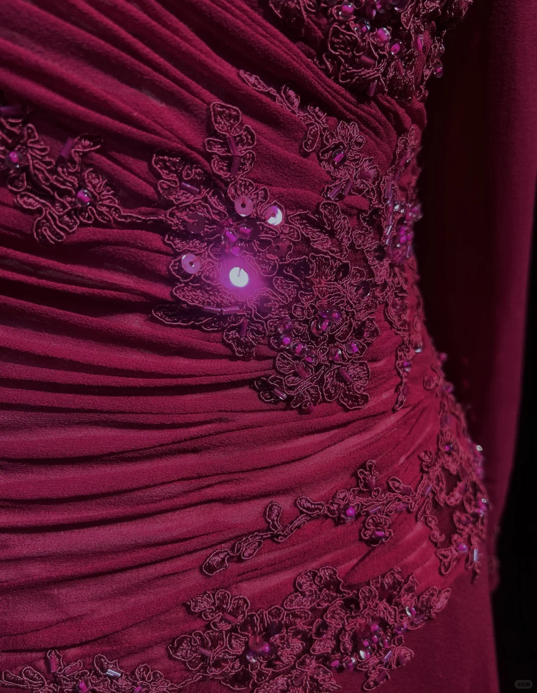 Square Neck Magenta Vintage Midi Prom Dress Long Sleeve Chiffon Lace Floral Appliques Beaded Formal Gown  NV6902