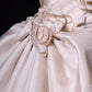 Cute A Line V Neck 3D Floral White Satin Short Homecoming Dress Birthday Dress nv5395