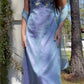 Blue delicate floral applique spaghetti straps long tulle ball gown evening dress party dress nv3453