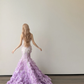 Lavender Ombre Strapless Mermaid Prom Dress 3D Flower Petal Train  NV7140