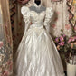 White Long Sleeve Vintage Elegant Long Satin Lace Wedding Dress Ball Gown Evening Dress nv2970