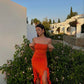 Charming charm ruffle high slit tube top dress party dress prom dress evening dress nv1830