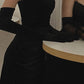 Black Fashion Tube Top Elegant Charming Long Ball Gown Evening Dress With Gloves nv2784