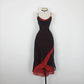 Black fashion red spaghetti strap ruffles long Chiffon sleeves elegant long chiffon ball gown evening dress party dress nv3548