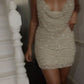 Champagne Sequin Fashion Shiny V-neck Suspender Short Mini Party Dress Evening Dress Birthday Dress nv2280