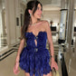 Blue Sexy Cute Tulle Jewel Short Mini Homecoming Dress Party Dress nv2744