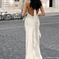 Simple style white fishtail leotard with exposed back nv1657