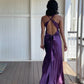 Purple Simple Elegant V Neck Backless Vintage Mermaid Long Ball Gown Prom Dress Evening Gown Party Dress nv2622