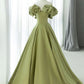 Green A-Line Satin Long Ball Gown Evening Dress nv2164