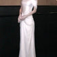 Champagne Moonlight - One-Shoulder Twist Satin Gown, Train Elegant Evening Dress NV6856