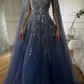 NiceVestidos-_Blue, Exquisite, Luxurious, Long Tulle Gown NV6074