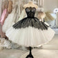 Black and white strapless short prom dress homecoming dress party dress nv2055