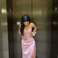 Green Gorgeous Shiny Exquisite Beaded Long satin Slit Elegant Sexy Ball Gown Evening Dress Party Dress nv4147
