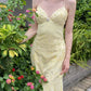 Sweet Elegant Mermaid Spaghetti Strap Yellow Chiffon Long Ball Gown Evening Dress with Beading nv2759