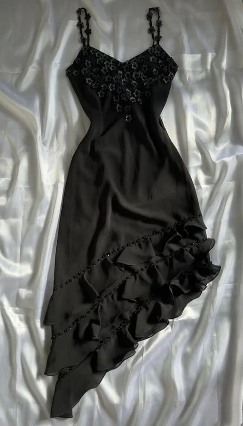 NiceVestidos-Black Floral Fairy Short/Mid-Length Unique Homecoming Dress nv5463