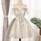 Vintage A-line Off-shoulder Tulle Homecoming Dress Birthday Outfit Prom Dress nv2061